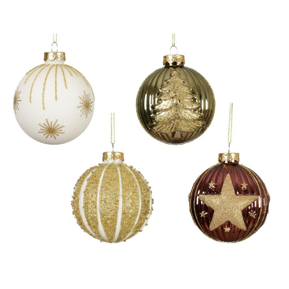 SFERE VETRO D.8CM. 4 ASSORTITE